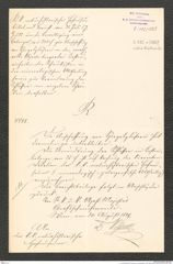 k.k. naturhistorisches Hofmuseum, Intendanzakten 1885-1896 (Hauer), Aktenzahl Z.582.a/1889, Seite 1